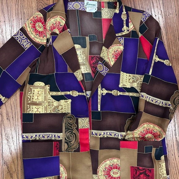 Vintage Patchwork Button-Up Blazer in Purple, Brown & Gold - size M - Picture 8 of 8